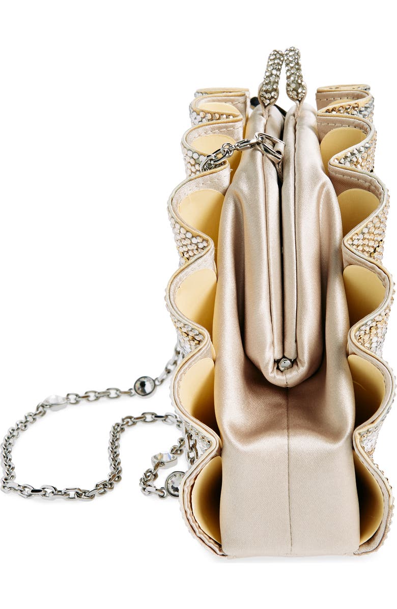 JUDITH LEIBER COUTURE Origami Fan Embellished Scallop Clutch, Alternate, color,