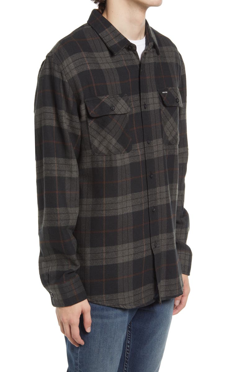 Brixton Bowery Slim Fit Plaid Flannel Button-Up Shirt, Alternate, color,