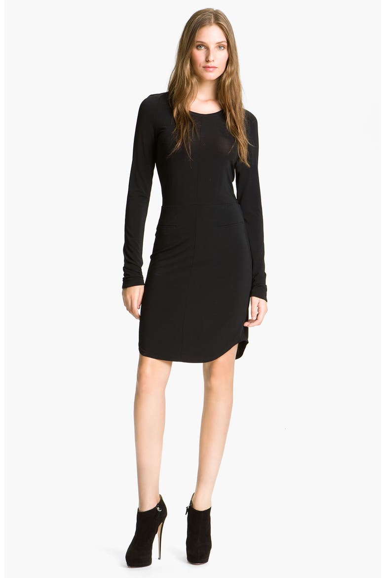 Seamed Jersey Dress, Main, color, BLACK