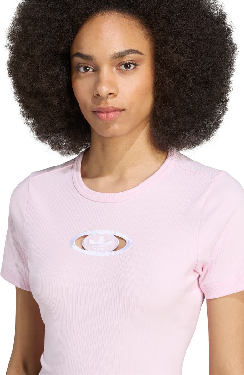 adidas Campus 2000 Back Cutout Rib Crop T-Shirt, Alternate, color,