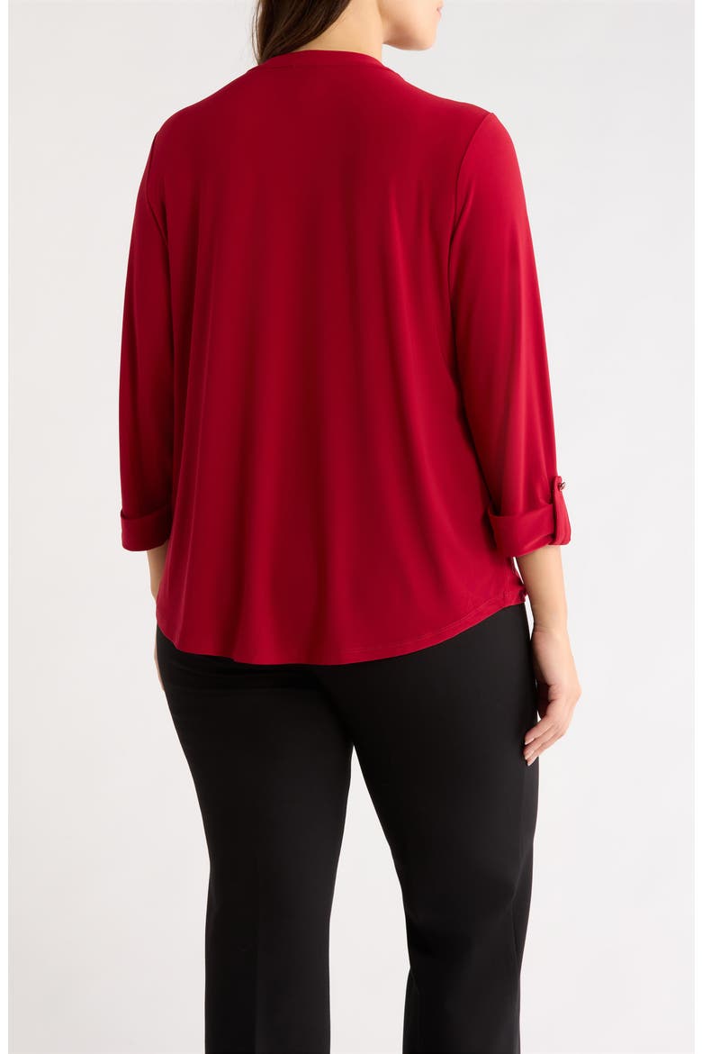 Heatset Crystal Three-Quarter Sleeve Top, Alternate, color, TITIAN RED