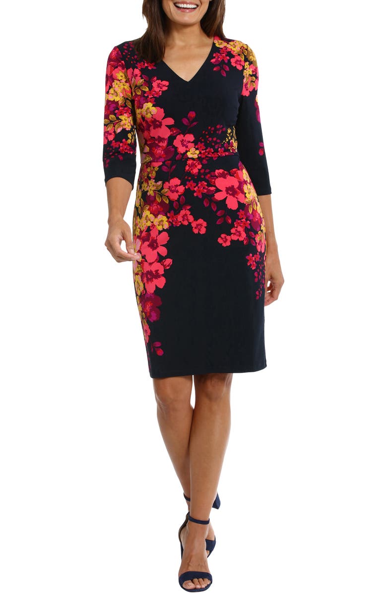 London Times Floral Sheath Dress, Main, color, 