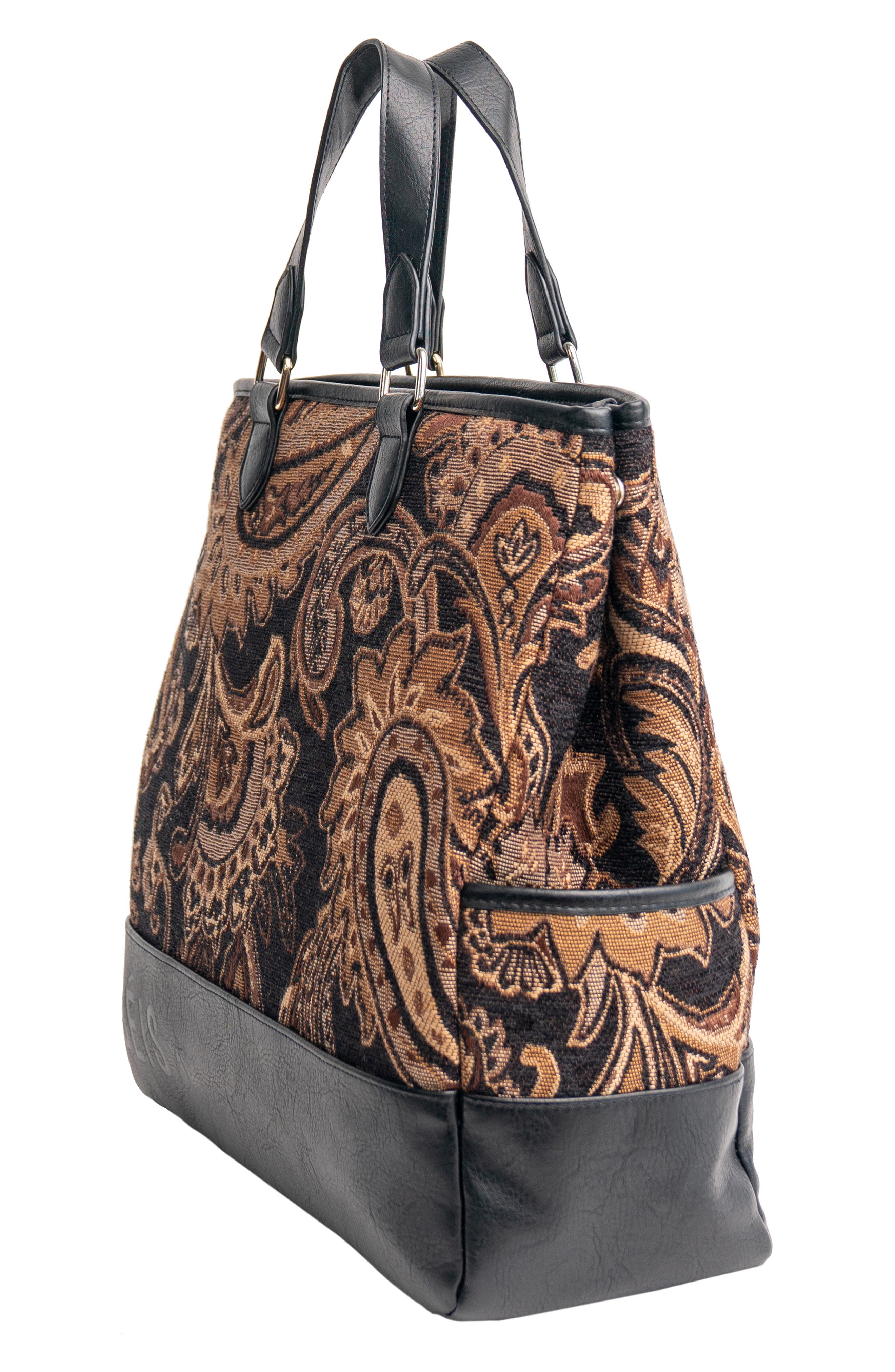 Béis The Mini Everyday Jacquard & Faux Leather Tote, Alternate, color, 