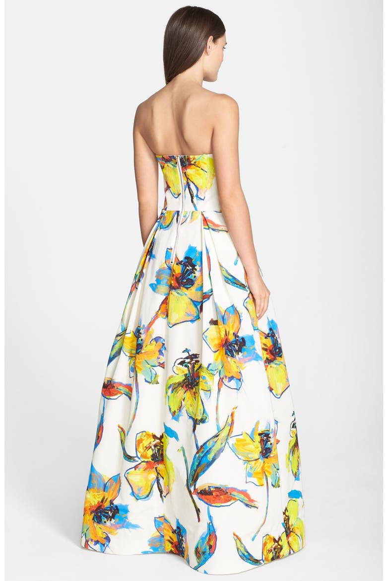 'Ava - Pop Art' Print Cotton Blend Gown, Alternate, color, POP ART FLORAL WHITE