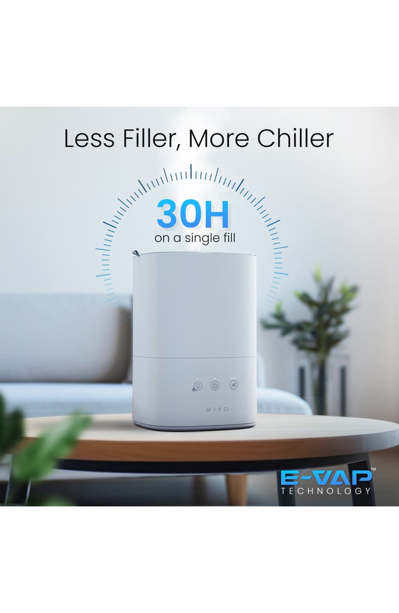 MIKO Breeze + Smart Humidifier with App Control and Oil Tray, Alternate, color, White