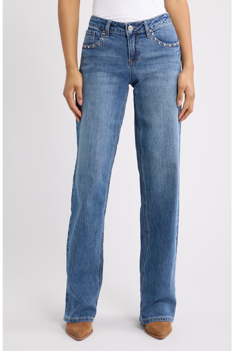 Britney Studded Wide Leg Jeans, Main, color, 08M MEDIUM WASH