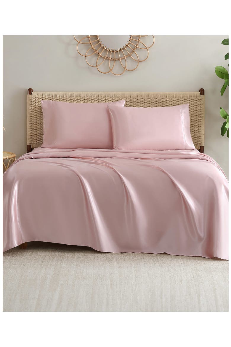 Silky Satin Sheet Set, Alternate, color, PINK LOTUS