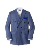 Paul Fredrick Wool Blend Houndstooth Double Breasted Peak Lapel Sport Coat