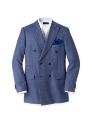 Paul Fredrick Wool Blend Houndstooth Double Breasted Peak Lapel Sport Coat