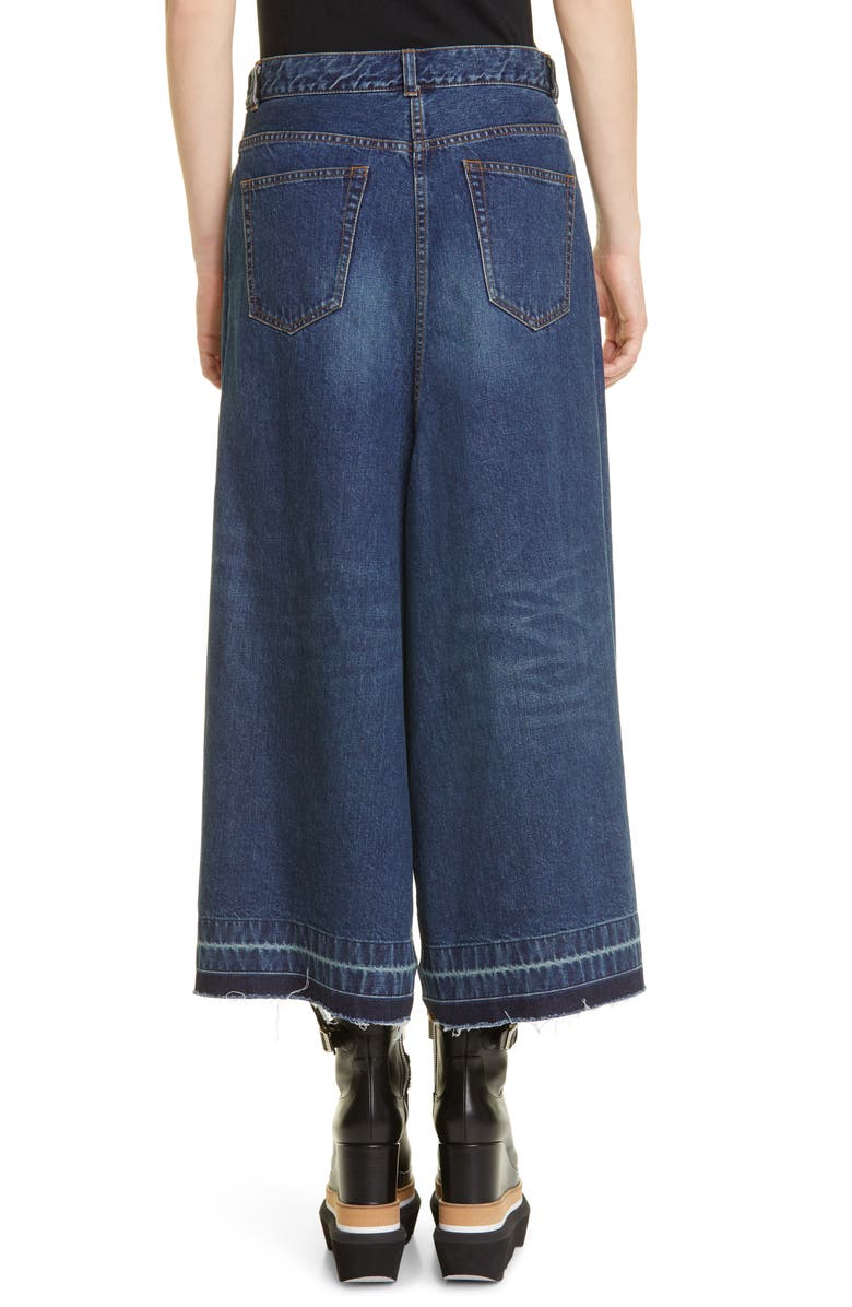 Sacai Hybrid Layered Denim & Nylon Twill Skirt, Alternate, color,