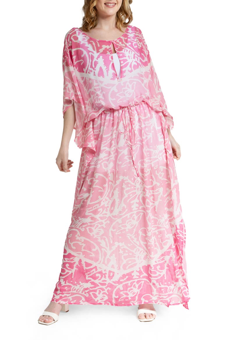 Abstract Print Cover-Up Kaftan, Main, color, PURPLE