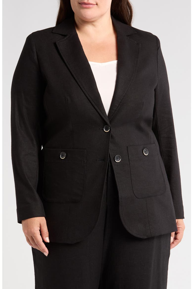 Coastal Linen Blend Blazer, Alternate, color, BLACK
