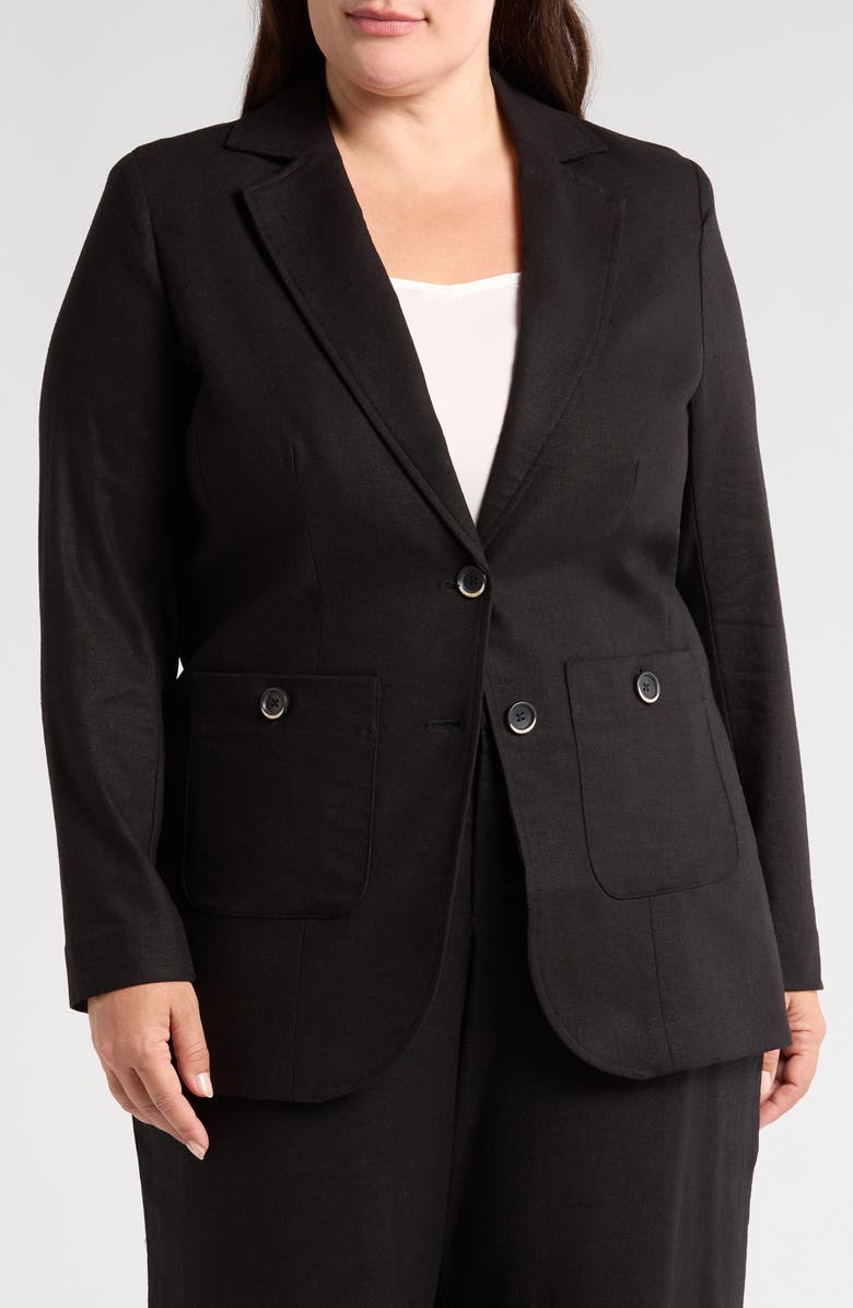Universal Standard Coastal Linen Blend Blazer, Alternate, color, Black