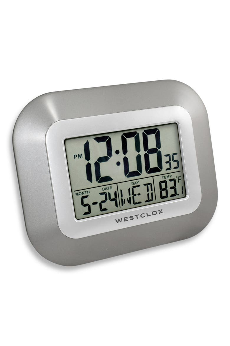 Digital LCD Wall Clock, Alternate, color, SILVER