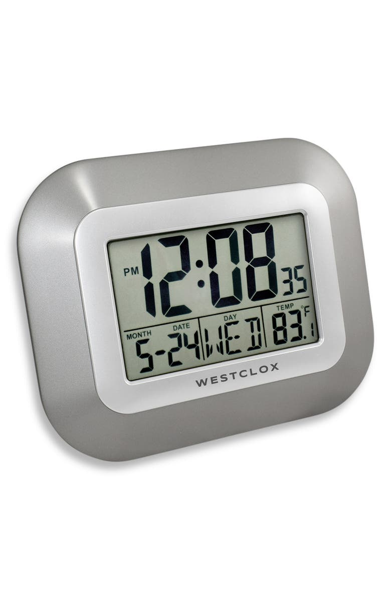 Westclox Digital LCD Wall Clock, Alternate, color, Silver