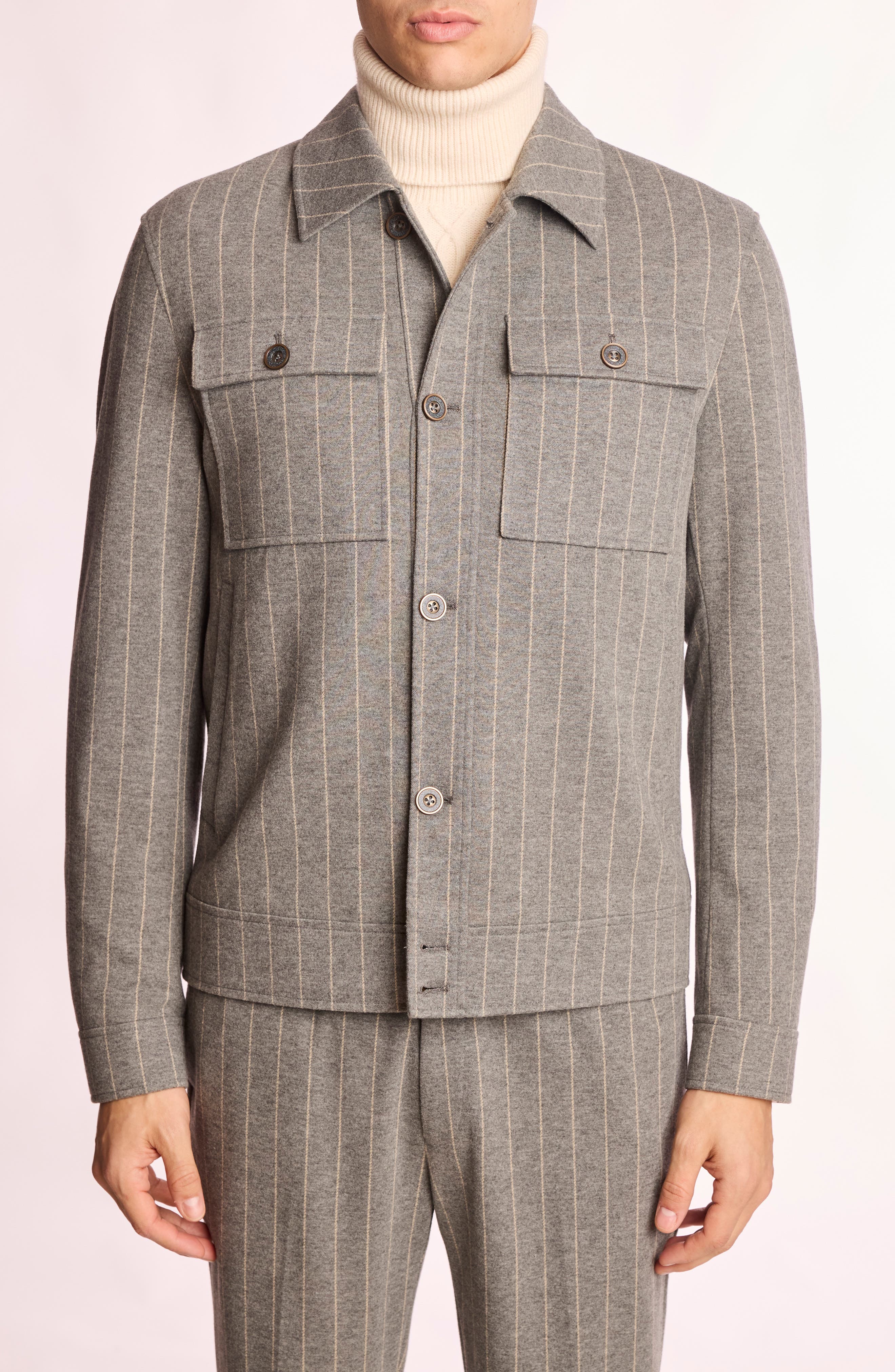 PAISLEY & GRAY Hilo Pinstripe Slim Fit Button Jacket