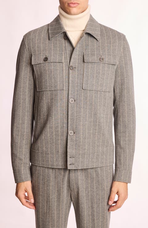 Hilo Pinstripe Slim Fit Button Jacket