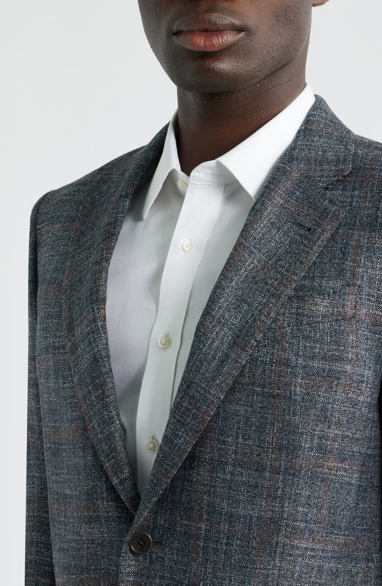 Emporio Armani G-Line Charcoal Grey Mélange Slub Wool Blend Sport Coat, Alternate, color, Charcoal