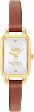 COACH Ludlow Rectangular Leather Strap Watch, 17mm x 24mm
