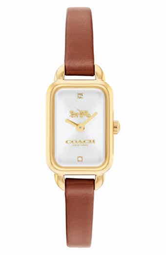 COACH Ludlow Rectangular Leather Strap Watch, 17mm x 24mm