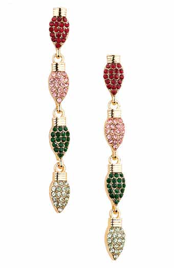 Leith Pavé Crystal Light Bulb Linear Drop Earrings