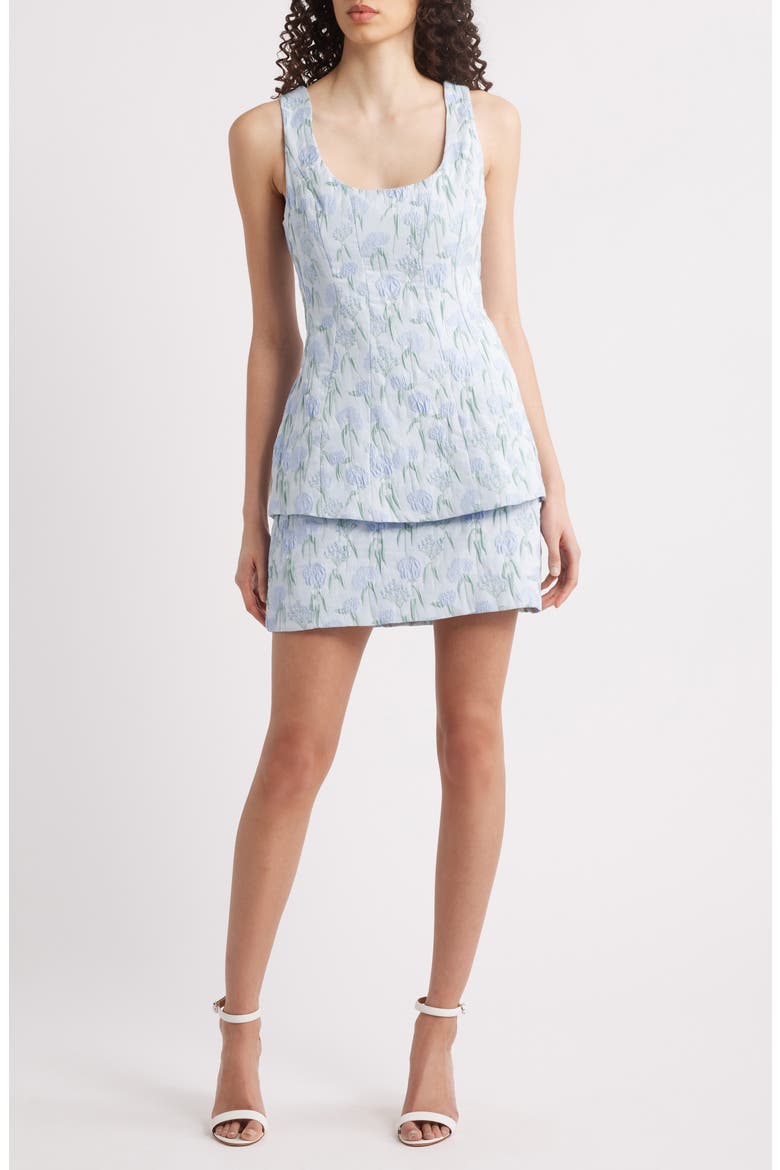 Empire Floral Jacquard Minidress, Main, color, FLORES BROCADE