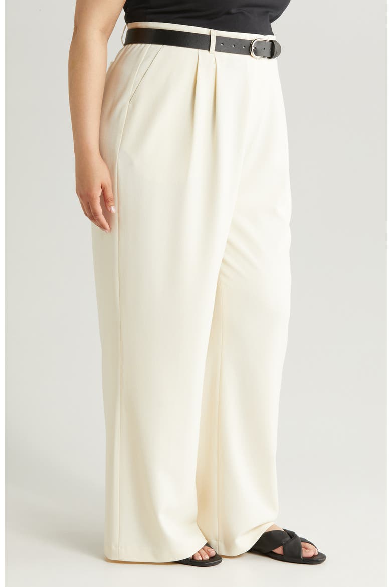 Pleat Front Wide Leg Pants, Alternate, color, IVORY BIRCH
