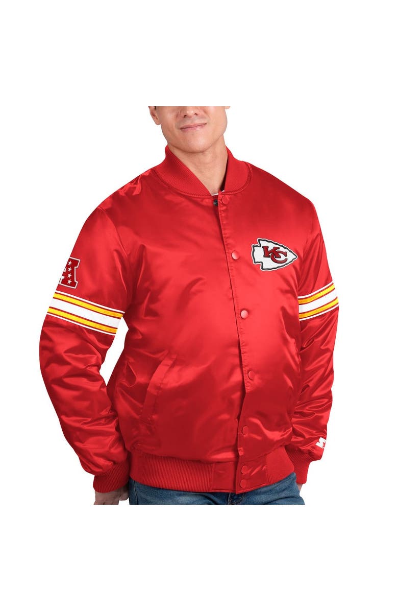 STARTER Men's Starter Red Kansas City Chiefs The Pick and Roll Full-Snap Jacket, Main, color, 