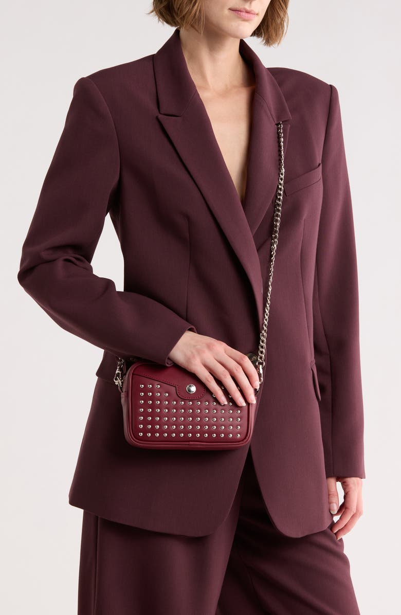 Longchamp Mademoiselle Studded Small Crossbody Belt Bag, Alternate, color, Burgundy