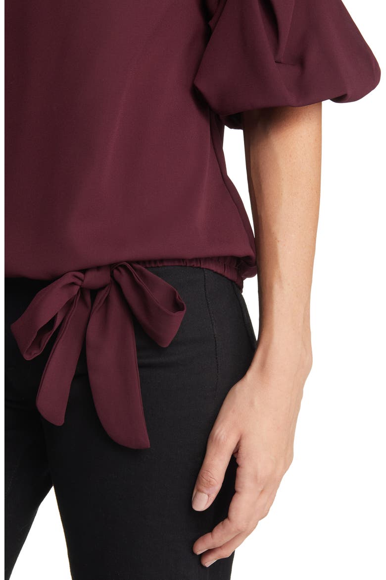 Tie Waist Off the Shoulder Blouse, Alternate, color, CRISP MERLOT