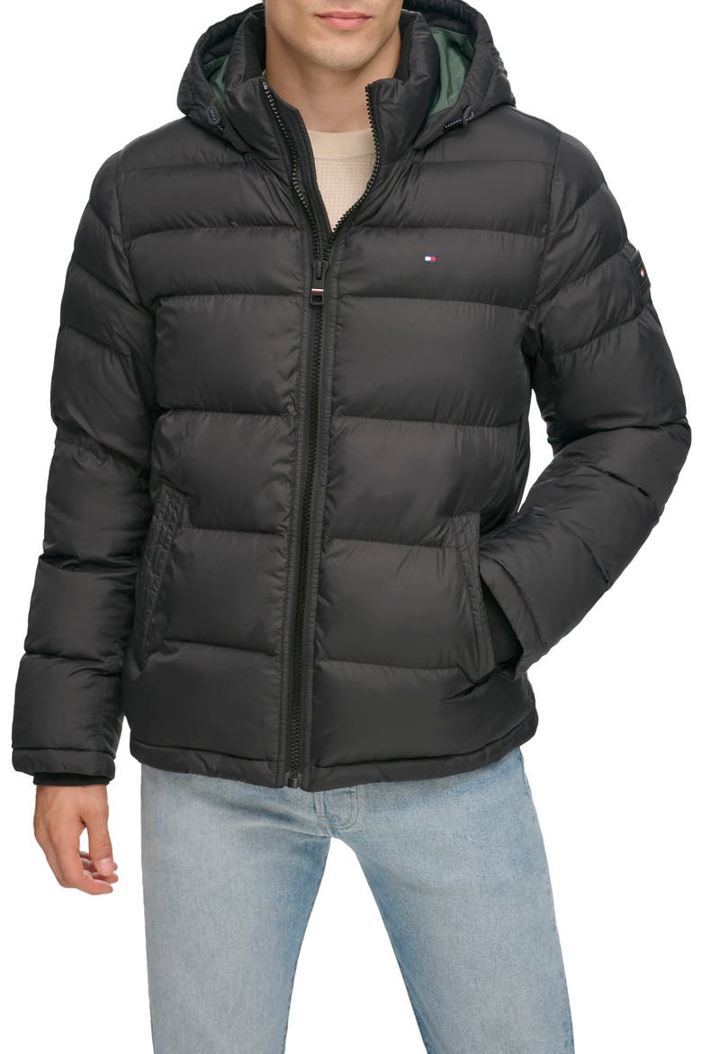 Hooded Puffer Jacket, Main, color, BLACK