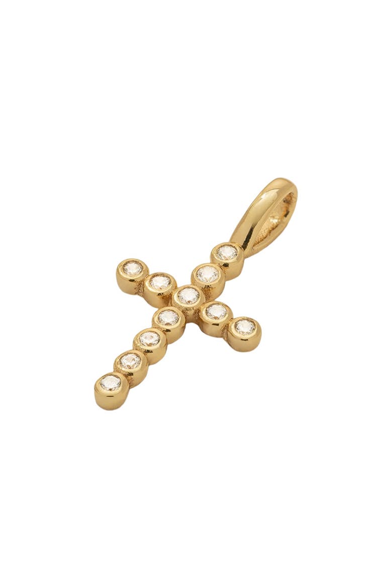CZ Poppy Cross Charm, Alternate, color, Gold Vermeil