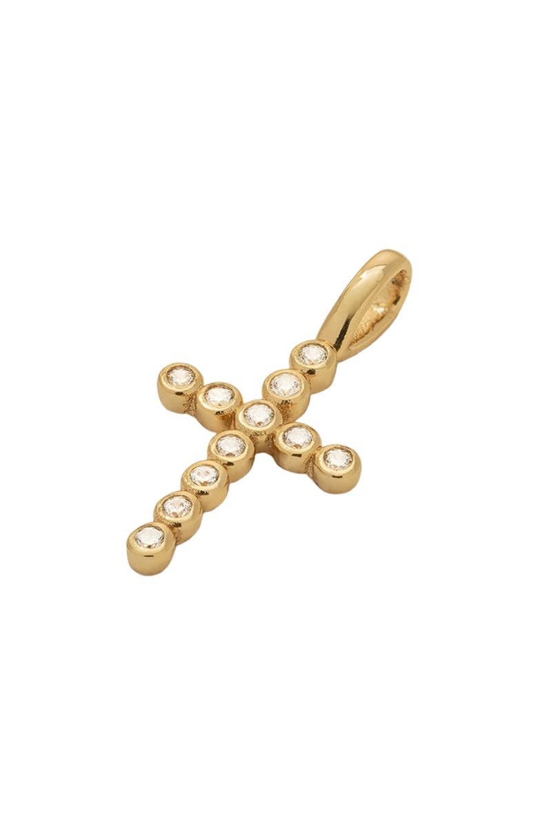 MADE BY MARY CZ Poppy Cross Charm, Alternate, color, Gold Vermeil