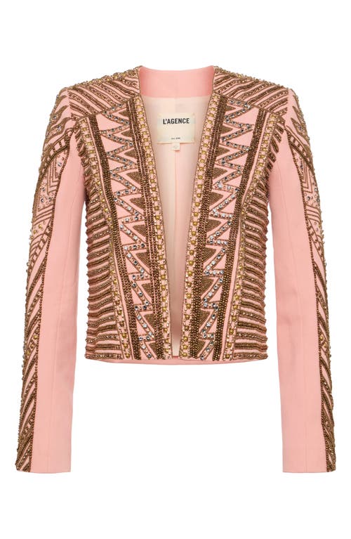 L'agence Deco Beaded Crop Jacket In Pink