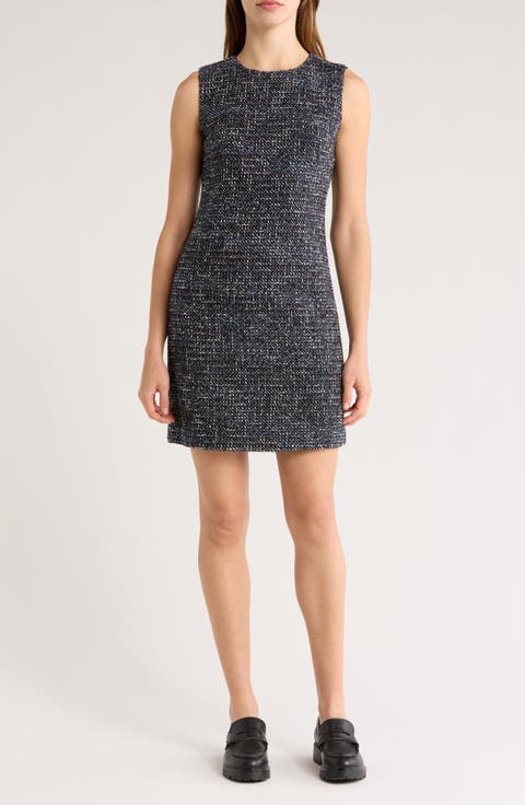 Sleeveless Tweed Shift Dress