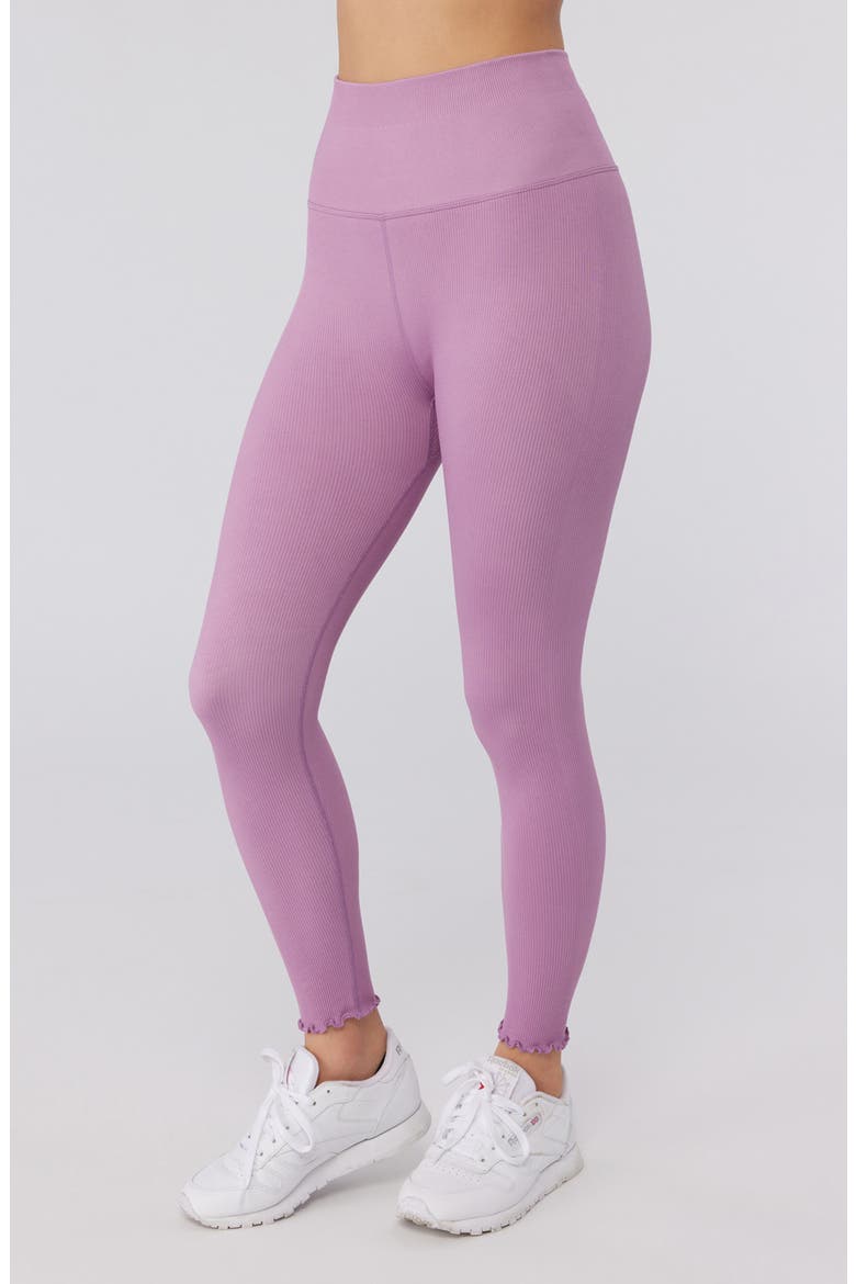 Love Sculpt Rib Ruffle Cuff Leggings, Alternate, color, AMETHYST