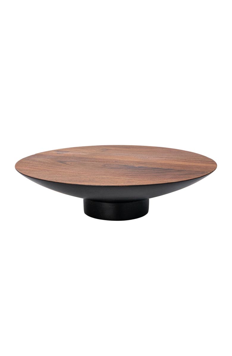 Storied Home Round Acacia Wood Pedestal with Metal Base, Main, color, 