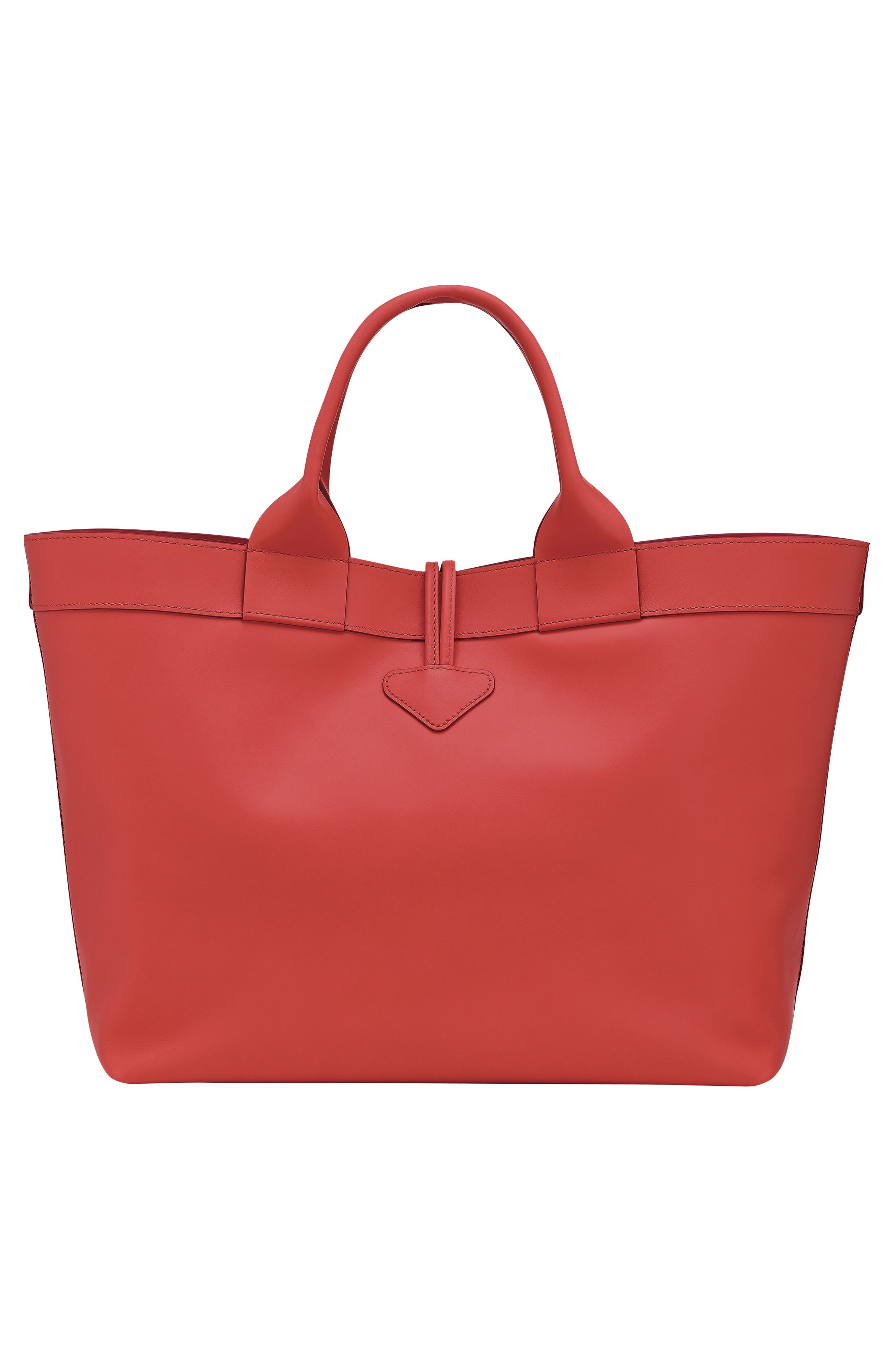 Longchamp Large Le Roseau Souple Leather Tote, Alternate, color, Red