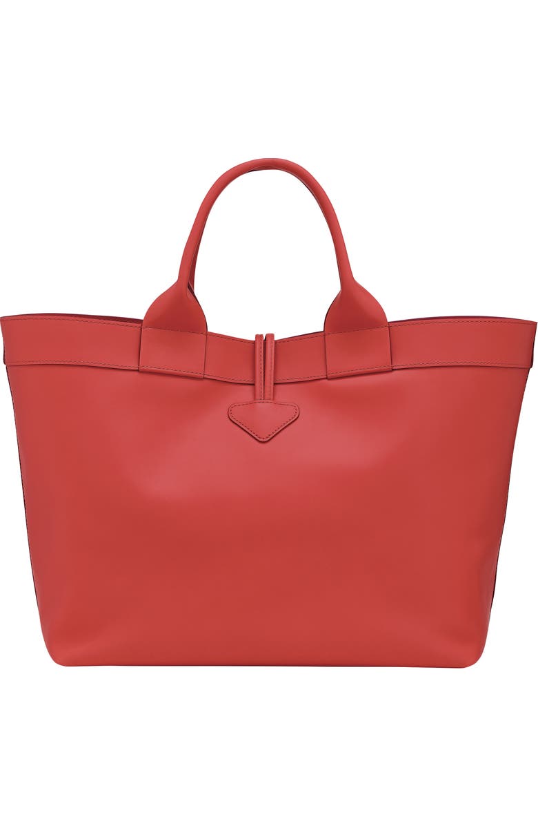 Longchamp Large Le Roseau Souple Leather Tote, Alternate, color, Red