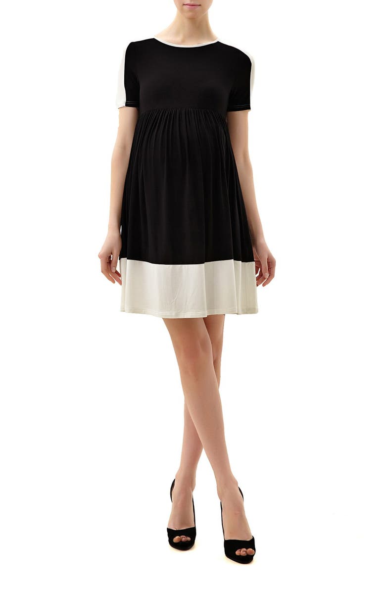 Kimi and Kai 'Amelia' Colorblock Maternity Skater Dress, Main, color, 