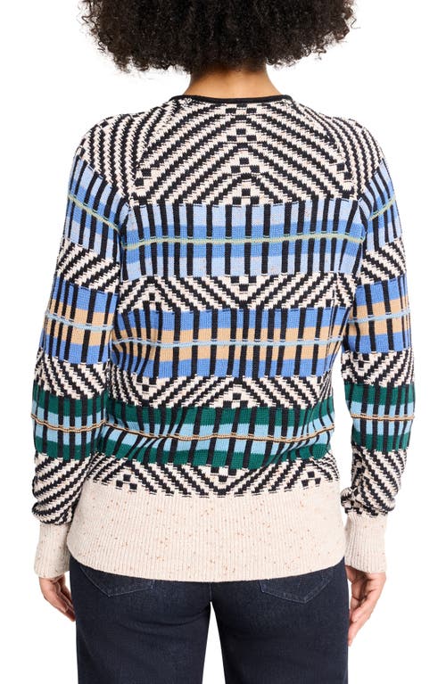 Nic + Zoe Nic+zoe Graphic Stripe Cotton Blend Sweater In Multi