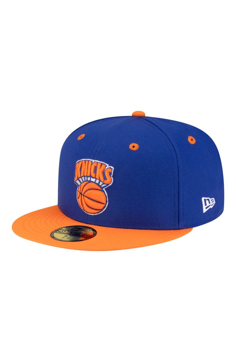 New Era Men's New Era Blue/Orange New York Knicks 80s Throwback 59FIFTY Fitted Hat, Main, color, Blue