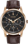 Citizen Corso Eco-Drive Leather Strap Watch, 44mm