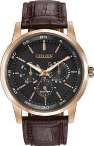 Citizen Corso Eco-Drive Leather Strap Watch, 44mm