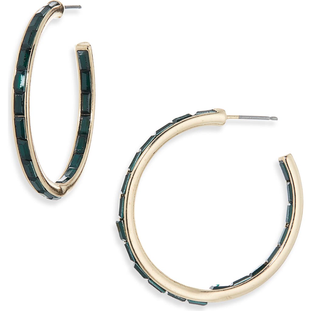 Nordstrom Rack 30mm Inside Out Baguette Hoop Earrings In Green