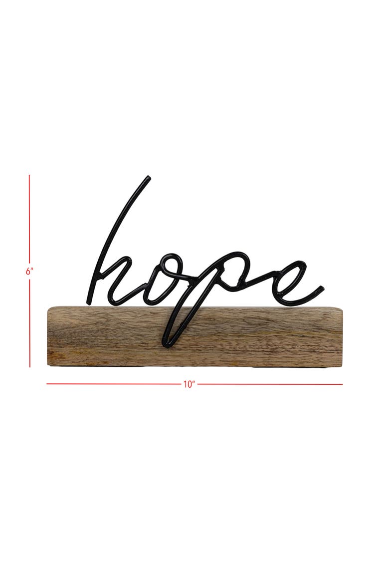 "Hope" Word Block Black Metal & Wood, Alternate, color, Black
