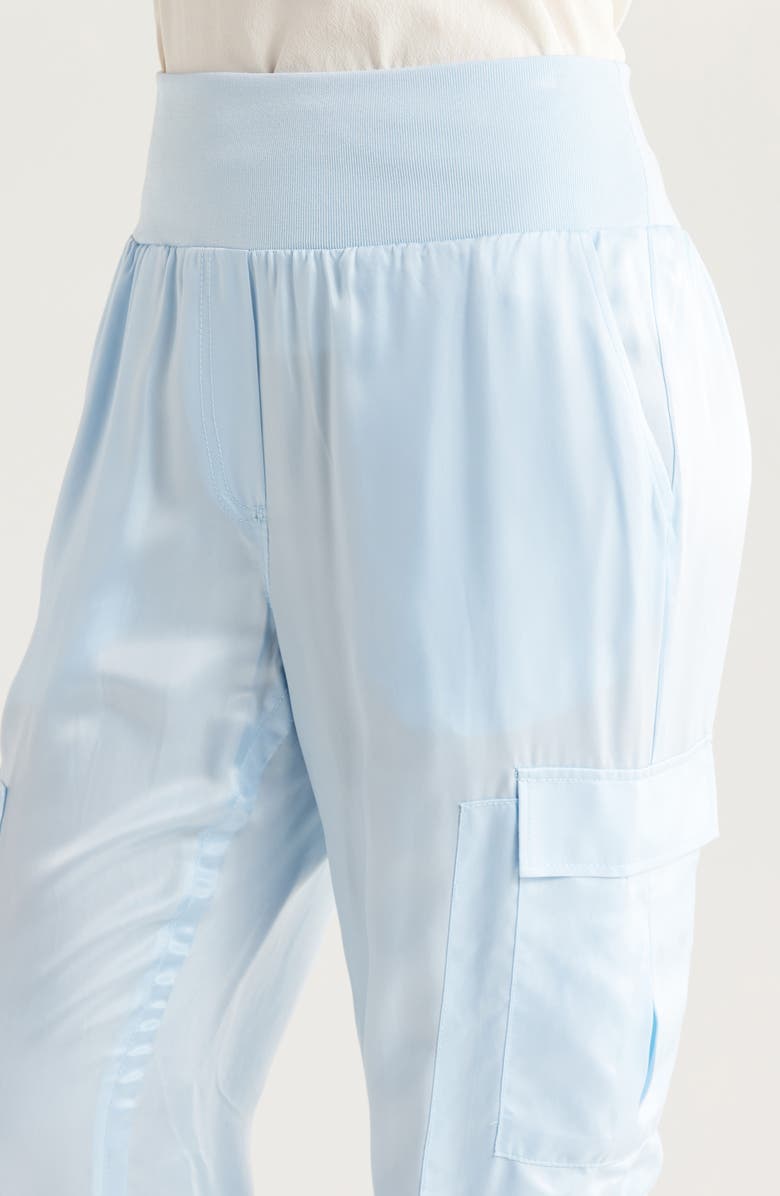 Cinq à Sept Giles Cupro Crop Cargo Joggers, Alternate, color, Spring Sky Multi
