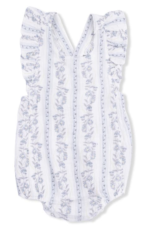 Kimberly Floral Stripe Organic Cotton Muslin Romper