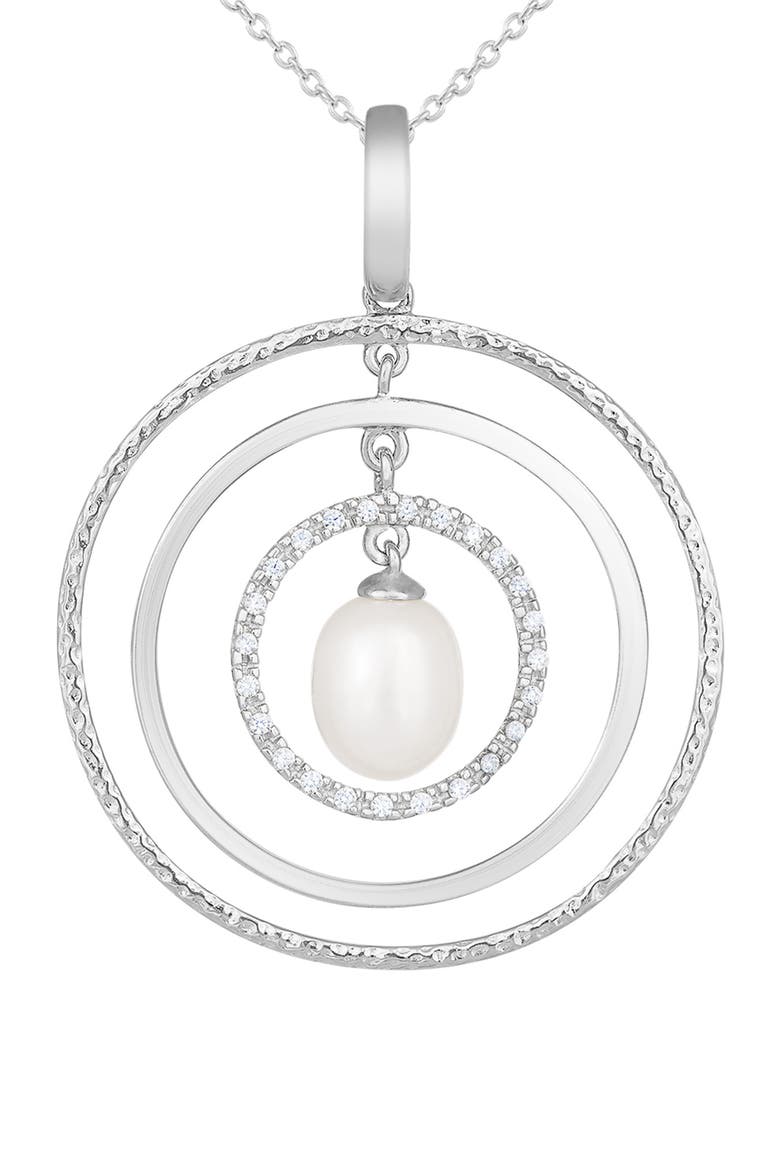 Fancy 8-9mm Freshwater Pearl Pendant Necklace, Alternate, color, WHITE