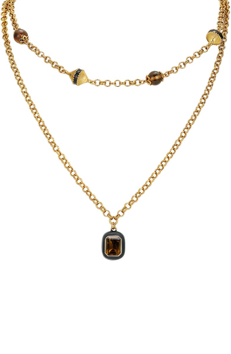 RC RETRO CHIC Roman Night Necklace Set, Main, color, Brown & Gold